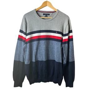 Tommy Hilfiger Crewneck Sweater Mens Size XL Blue Business Casual Preppy Retro